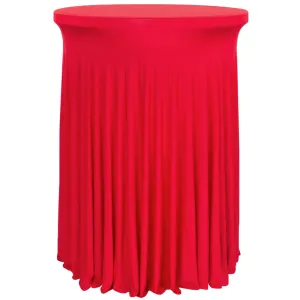 Wavy Spandex Cocktail Table Cover 30"-32" Round - Red